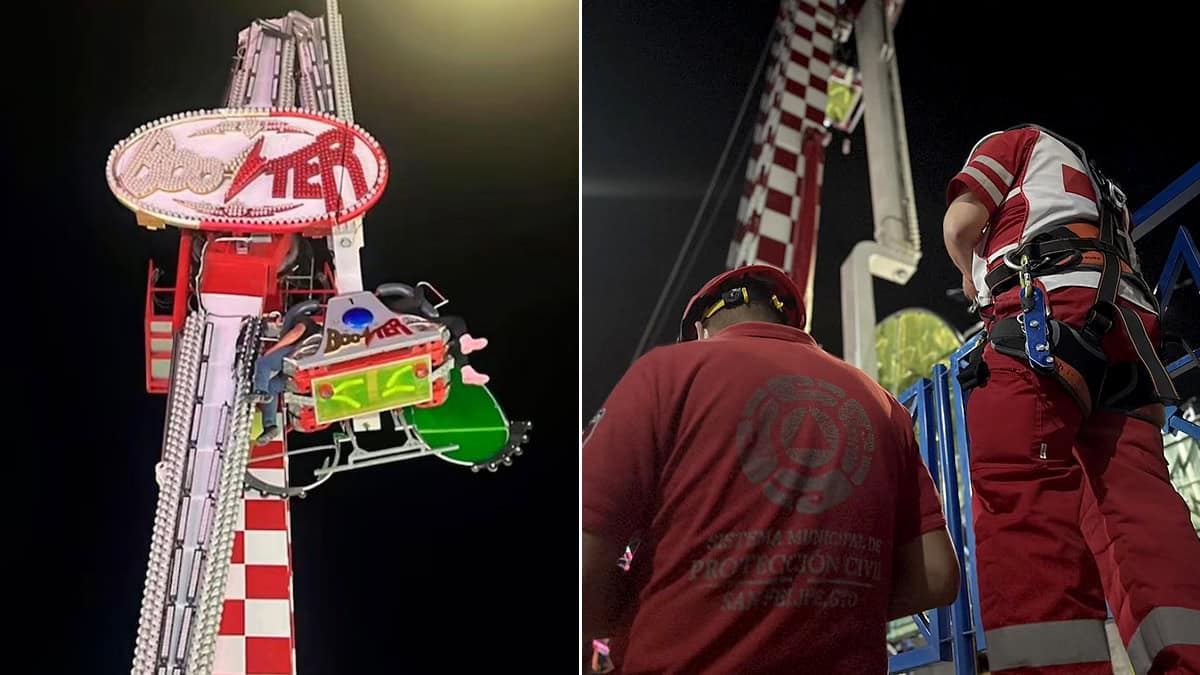 VIDEO | Momento exacto cuando un juego mecánico se quiebra en una feria en Guanajuato