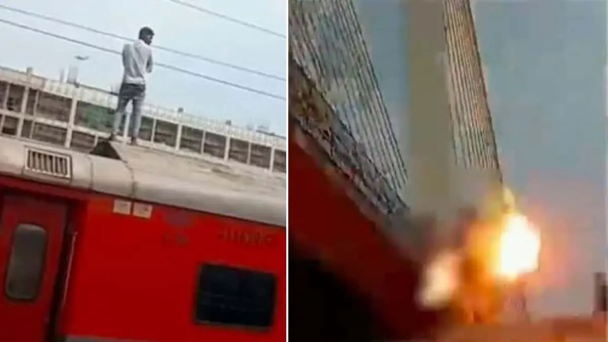 VIDEO | Últimos segundos de vida de un sujeto que murió electrocutado en el techo de un tren