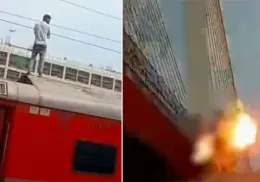 VIDEO | Últimos segundos de vida de un sujeto que murió electrocutado en el techo de un tren