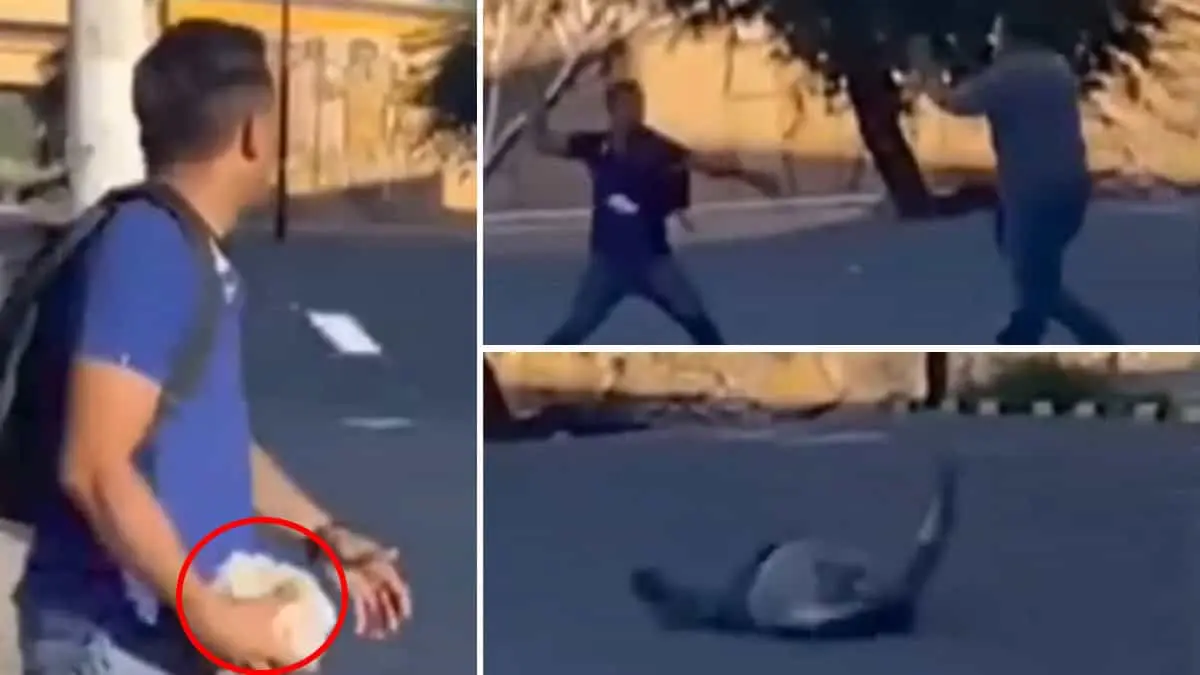 VIDEO | Momento exacto en que un hombre descalabra a otro de una pedrada en la cabeza