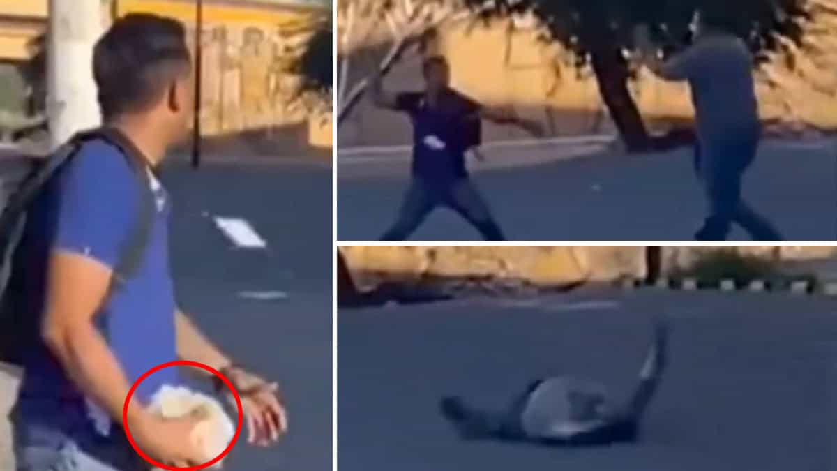 VIDEO | Momento exacto en que un hombre descalabra a otro de una pedrada en la cabeza