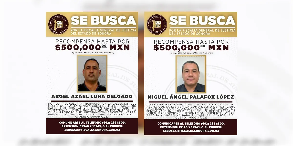 Fiscalía de Sonora ofrece recompensa por ex agentes de la AMIC