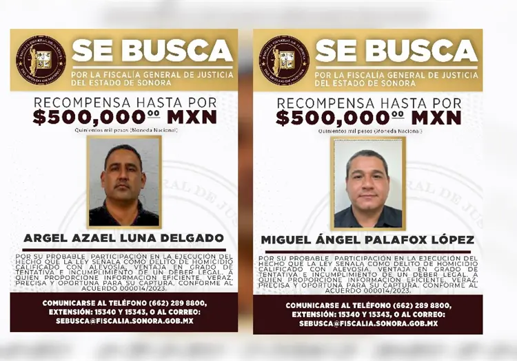 Fiscalía de Sonora ofrece recompensa por exagentes de la AMIC