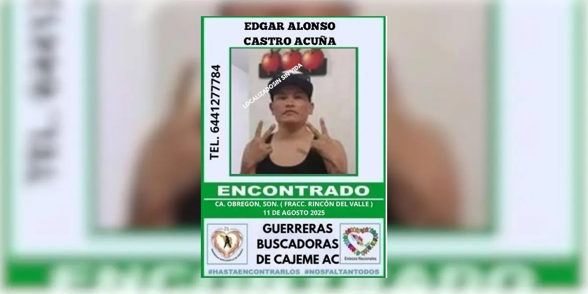 Termina búsqueda de Edgar Alonso, desaparecido en Ciudad Obregón