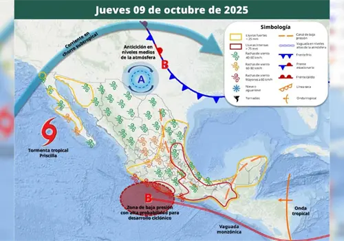 Clima en Sonora hoy, 9 de octubre: "Priscilla" continuará ocasionando cielos medio nublados