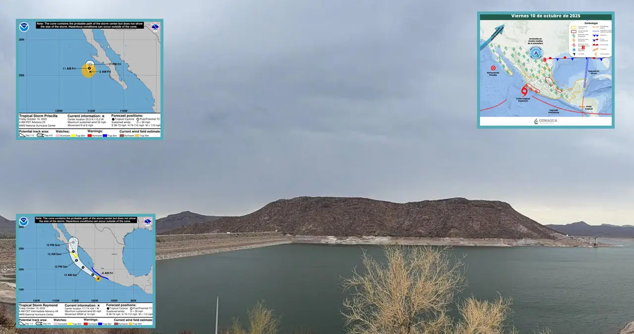 Clima en Sonora hoy, 10 de octubre: Pronostican lluvias y vientos fuertes "Priscilla" y "Raymond"