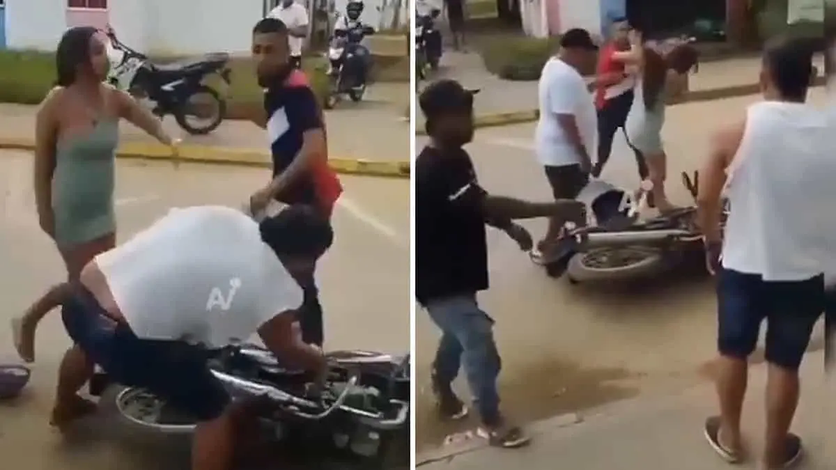 VIDEO | Tipo golpea a su esposa embarazada y unos jóvenes le dan una paliza