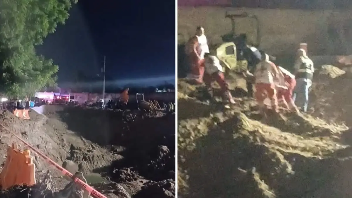 Se derrumba zanja en Plano Oriente y sepulta a cuatro personas; hay un rescatado