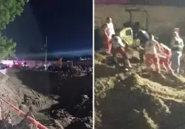 Se derrumba zanja en Plano Oriente y sepulta a cuatro personas; hay un rescatado