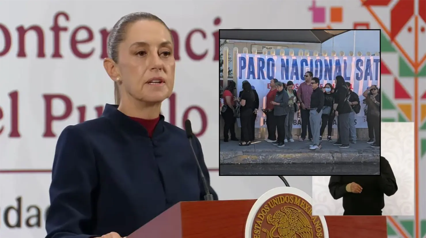 Sheinbaum habla respecto al paro nacional de trabajadores del SAT y asegura que "son muy pocos empleados"