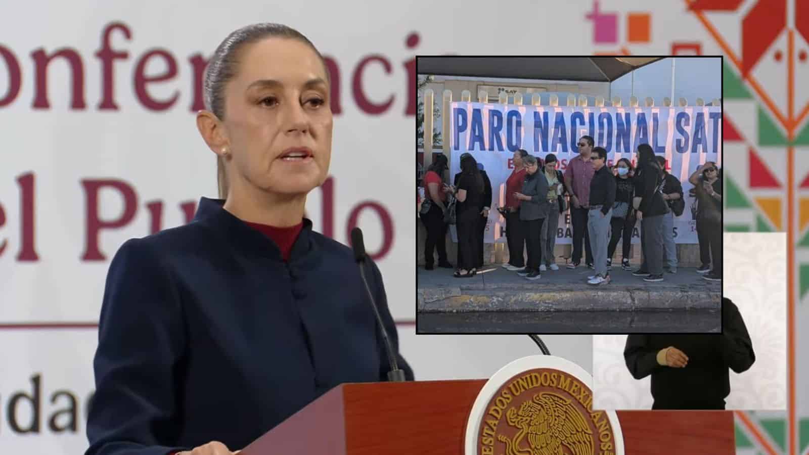 Sheinbaum habla respecto al paro nacional de trabajadores del SAT y asegura que son muy pocos empleados