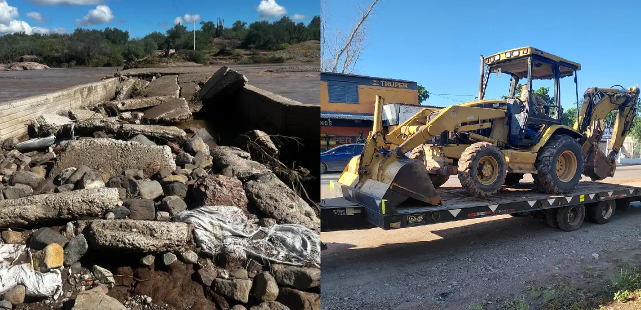 Trabajan en rehabilitar puente en Cumuripa; colapsó por las lluvias