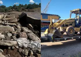 Trabajan en rehabilitar puente en Cumuripa; colapsó por las lluvias