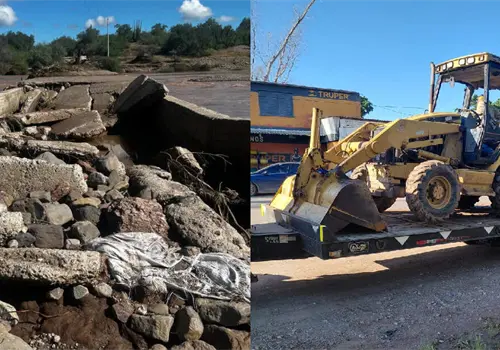 Trabajan en rehabilitar puente en Cumuripa; colapsó por las lluvias