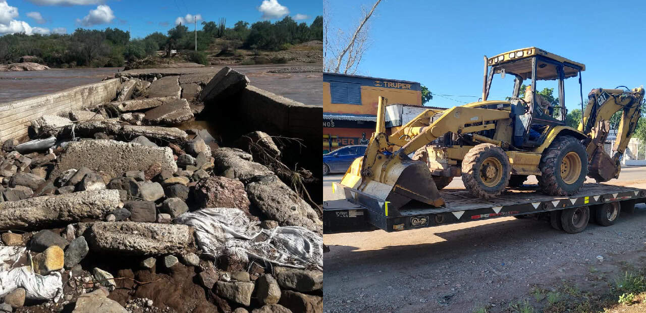Trabajan en rehabilitar puente en Cumuripa; colapsó por las lluvias