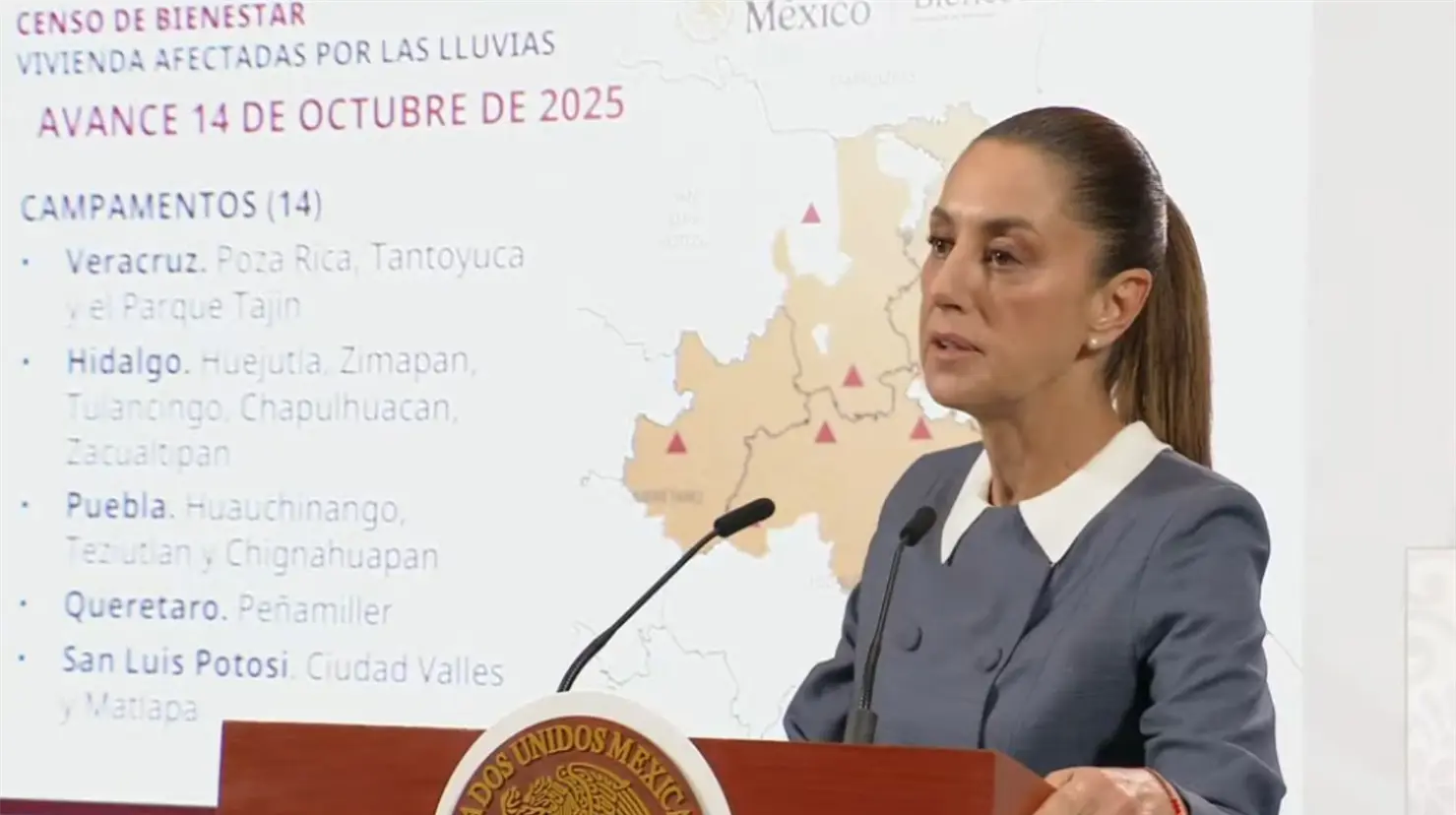 Sheinbaum confirma aumento a 65 fallecidos por lluvias en México y más de 190 localidades aisladas