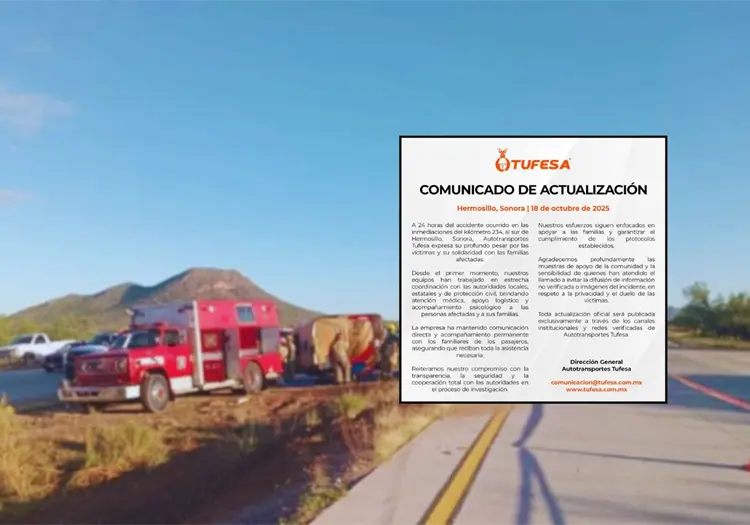 Tufesa lanza un nuevo comunicado sobre las víctimas de accidente y limita los comentarios en redes sociales