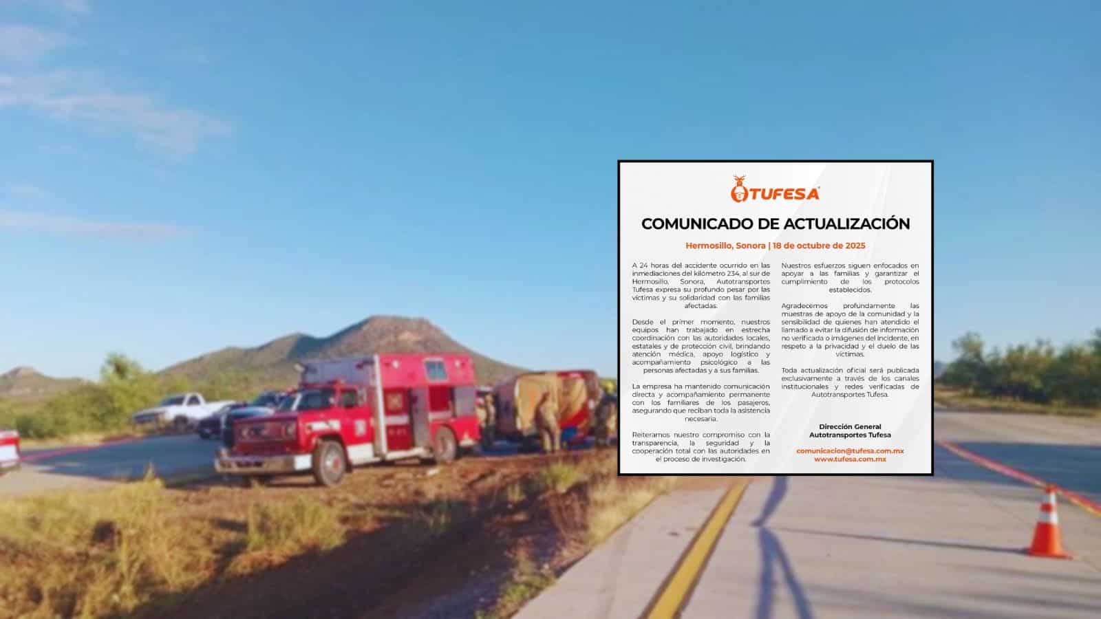 Tufesa lanza un nuevo comunicado sobre las víctimas de accidente y limita los comentarios en redes sociales