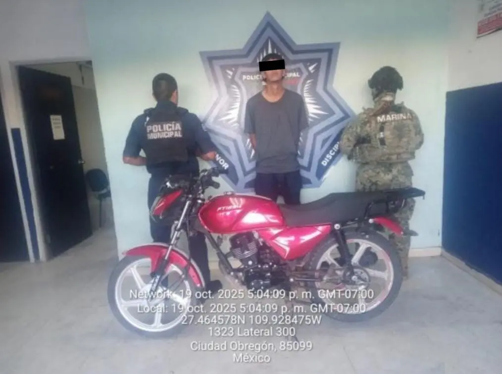 Detienen a joven con moto robada en Cócorit