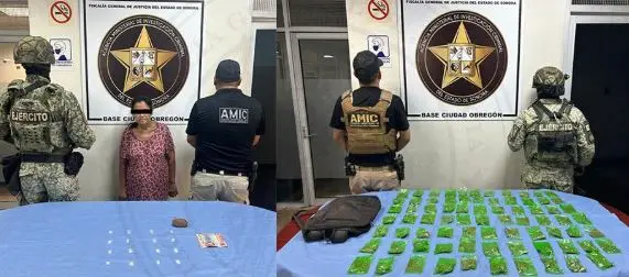 Durante operativos en Cajeme, detienen a presunta narcomenudista y decomisan droga