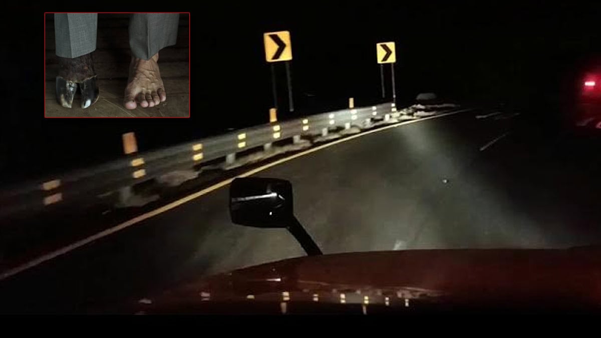 VIDEO | Trailero logra escapar de una mujer con patas de cabra en carretera La Rumorosa