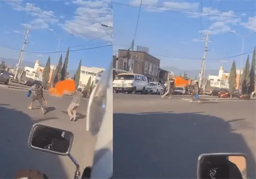 VIDEO| Limpiaparabrisas se enfrenta a tragafuegos; disputaban un semáforo