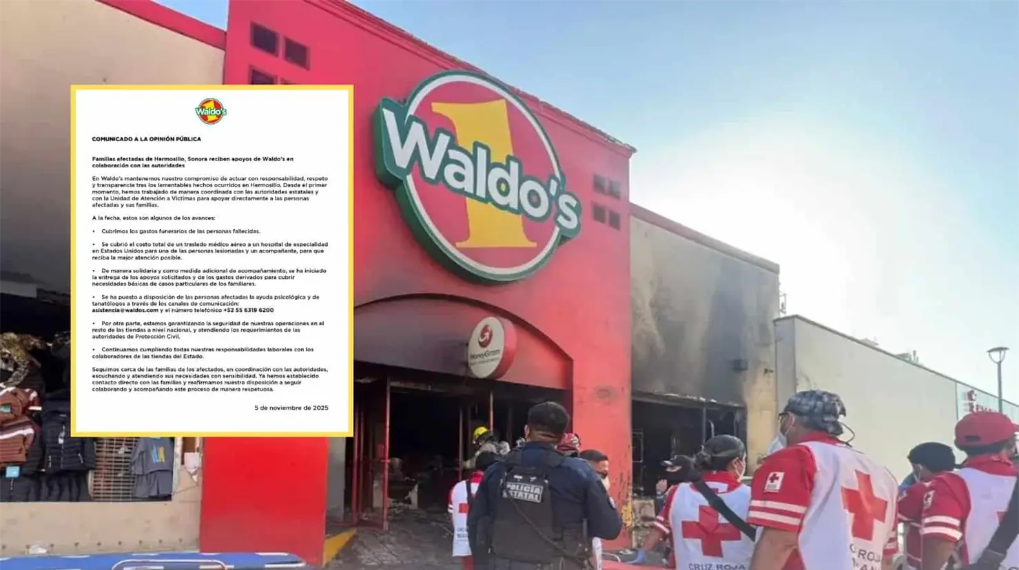 Waldo´s publica comunicado que asegura apoyo a familias afectadas por incendio de tienda en Hermosillo