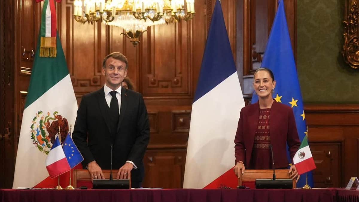 Claudia Sheinbaum recibe al presidente de Francia, ¿de qué fue de lo que hablaron?