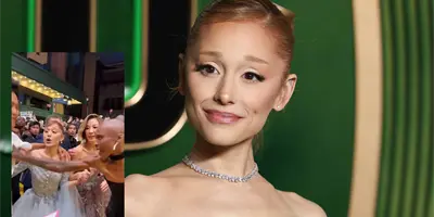 VIDEO|Fan irrumpe en la alfombra roja y abraza sin permiso a Ariana Grande durante la premiere de Wicked