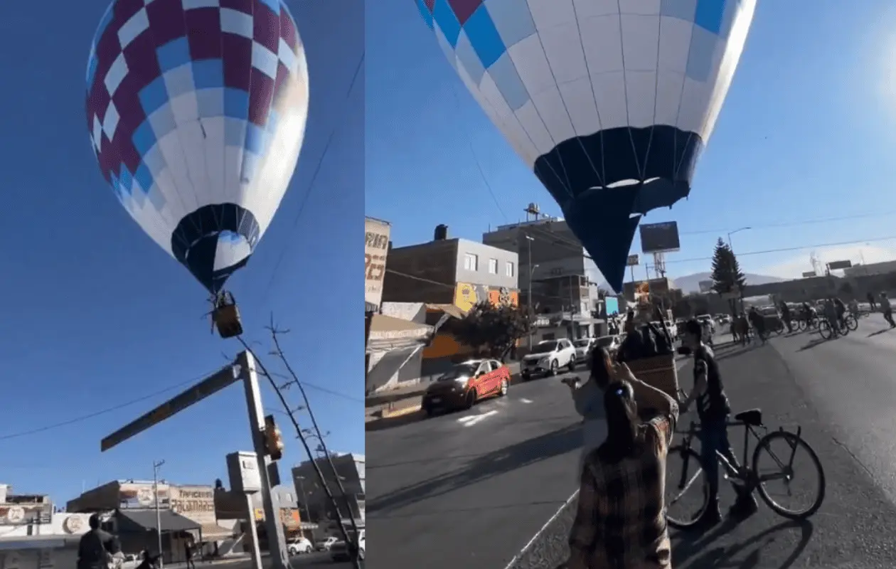 Vecinos ayudaron a que el globo bajara sin provocar accidentes.