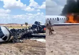 Avión oficial se incendia tras salirse de la pista en el Congo; funcionarios logran evacuar a tiempo