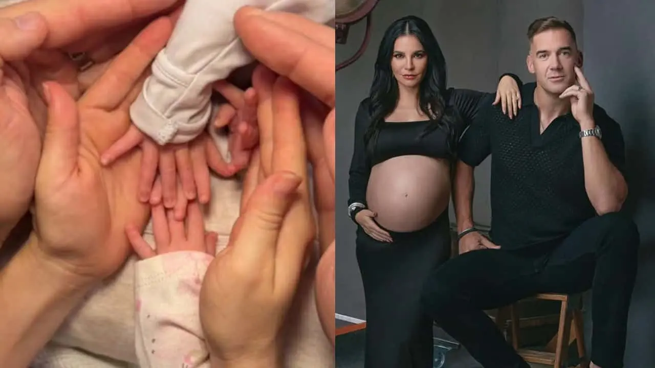 Martha Higareda y su esposo Lewis Howes, felices con la llegada de sus gemelas.