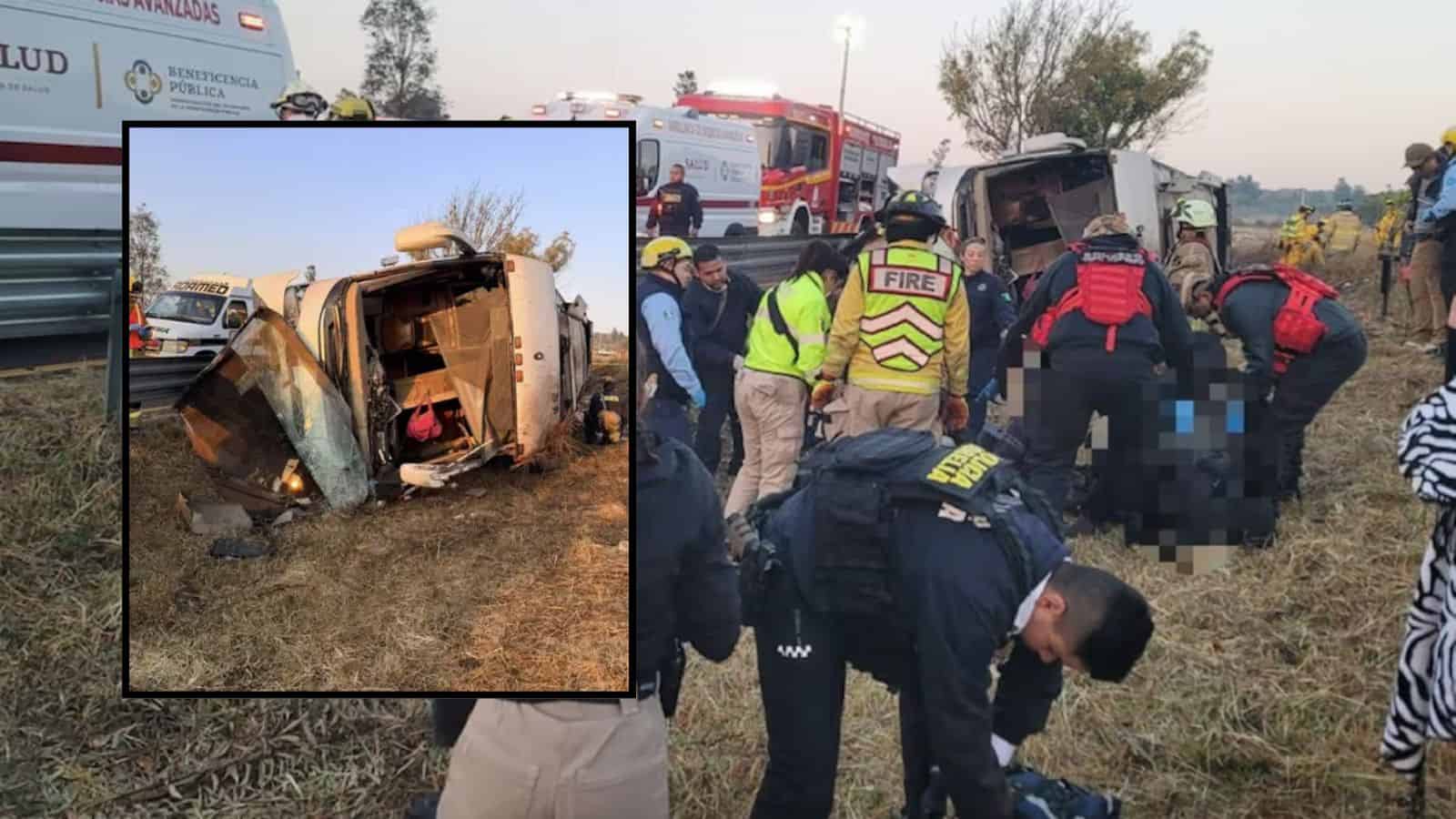 Se vuelca autobús de pasajeros y deja 10 personas fallecidas en carretera de Michoacán