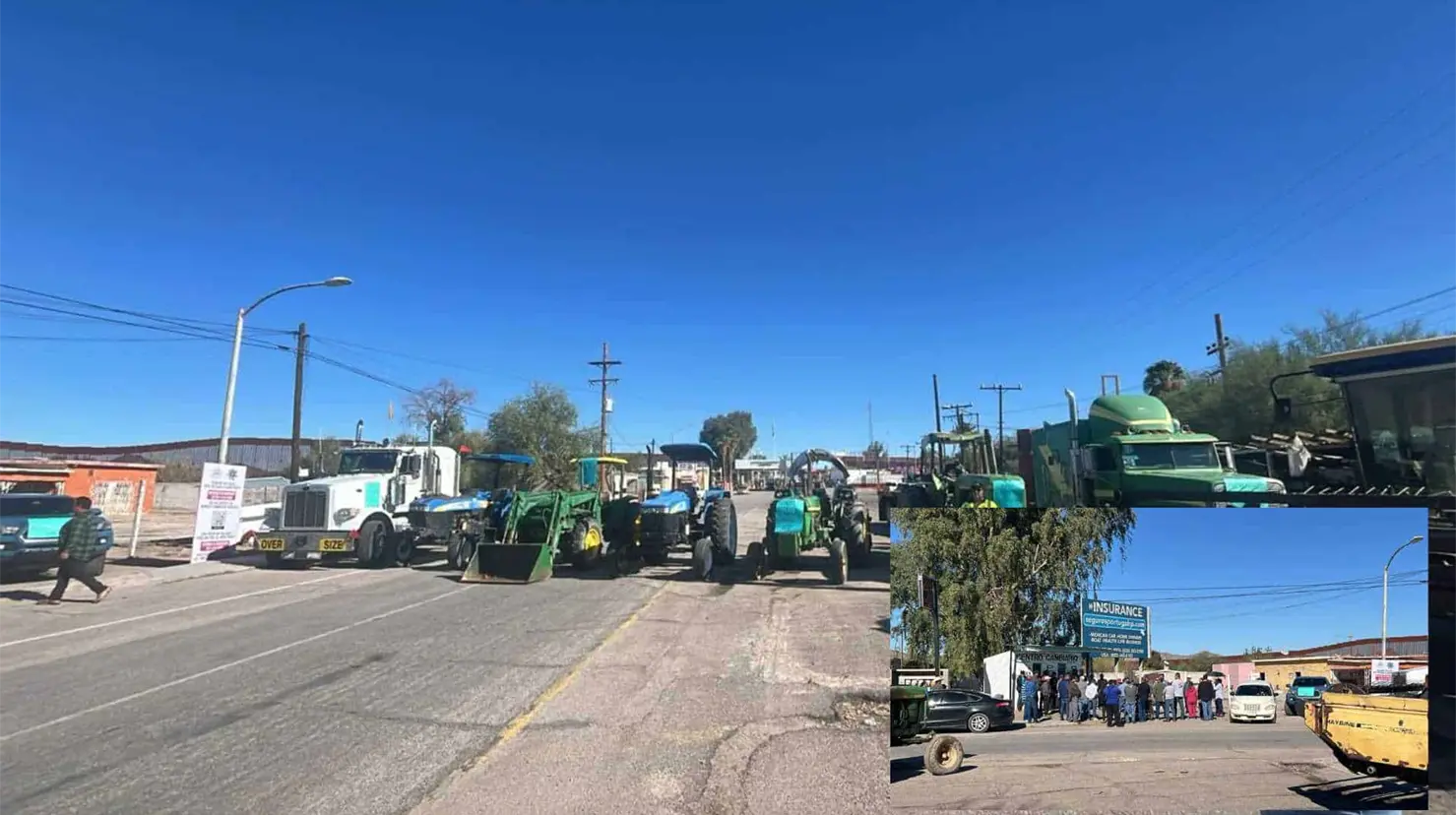 Agricultores de Sonoyta bloquean acceso a Lukeville en apoyo al Paro Nacional del Campo