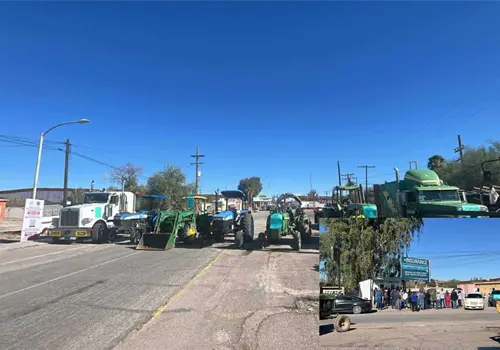 Agricultores de Sonoyta bloquean acceso a Lukeville en apoyo al Paro Nacional del Campo