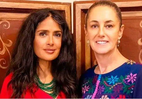 Claudia Sheinbaum se reúne con Salma Hayek en Veracruz