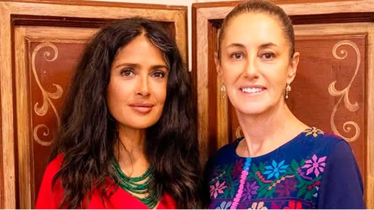 Claudia Sheinbaum se reúne con Salma Hayek en Veracruz