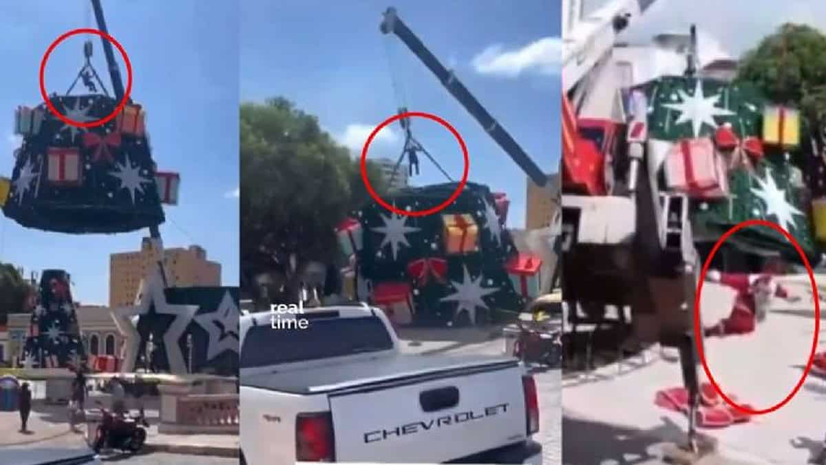 VIDEO | Hombre muere aplastado por enorme árbol de Navidad en Brasil; hay un herido