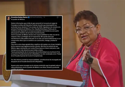 Ernestina Godoy publica mensaje como nueva titular de la FGR y sobre su renuncia a la Consejería Jurídica