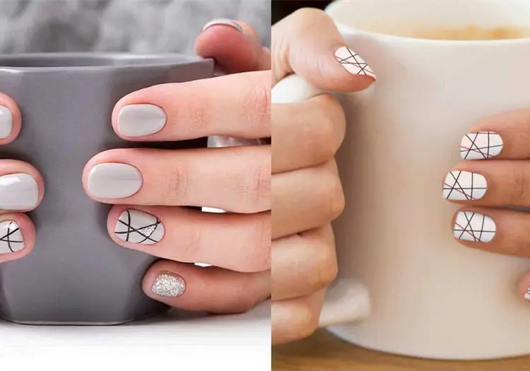 La tendencia preppy que conquista el invierno 2025: uñas de rayas y cuadros