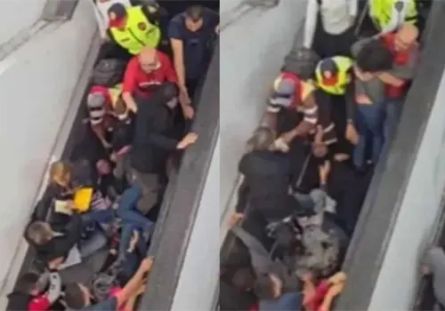 VIDEO | Así fue la aparatosa caída de pasajeros en las escaleras del Metro de la CDMX VIDEO | Así fue la aparatosa caída de pasajeros en las escaleras del Metro de la CDMX