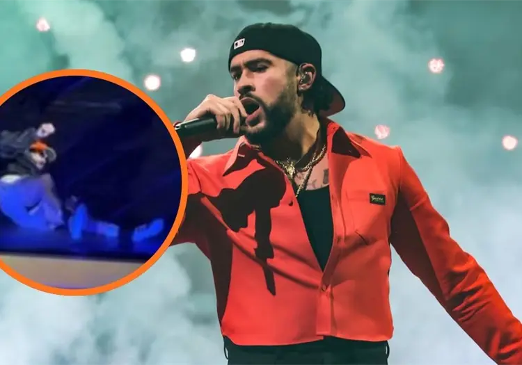 Bad Bunny resbala y cae en "La Casita" durante su debut en CDMX