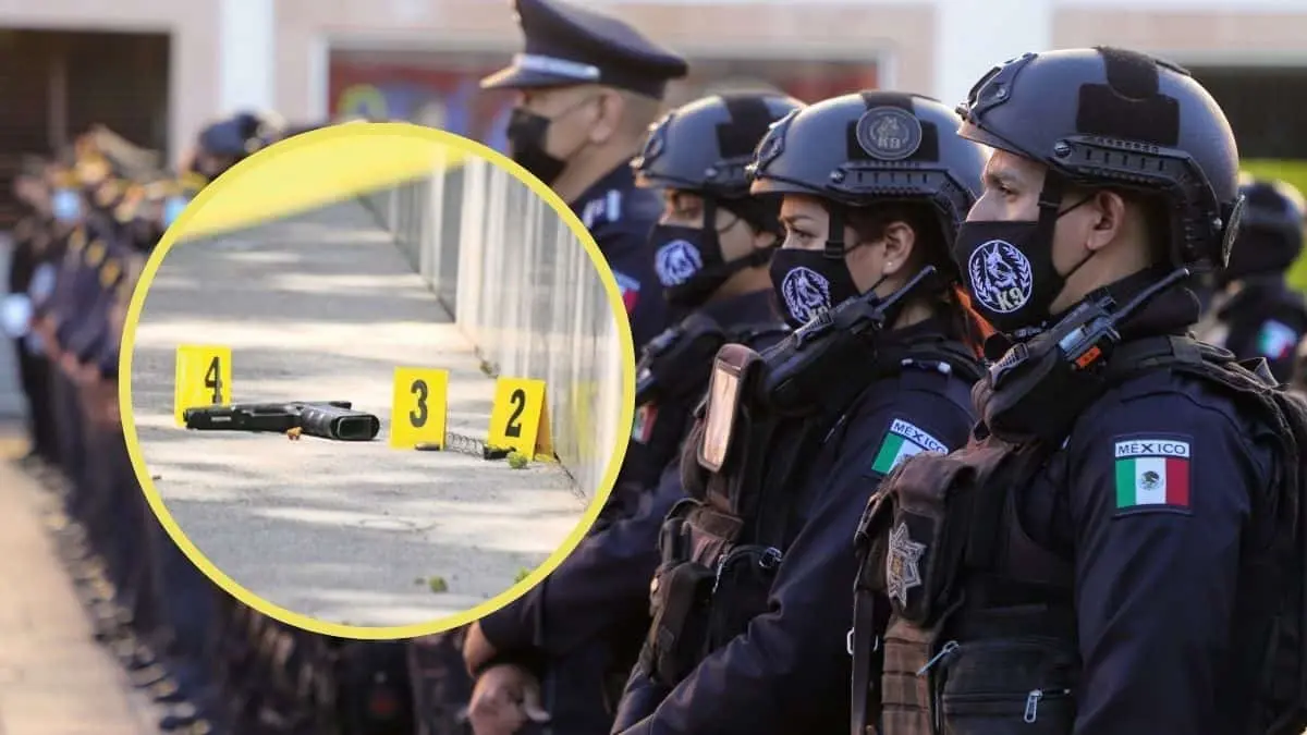 Agentes de seguridad permanecen formados, reforzando la presencia policial durante un operativo.