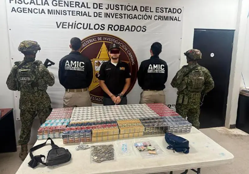 Detienen en Hermosillo a sujeto con droga, contrabando de cigarros y dinero en efectivo