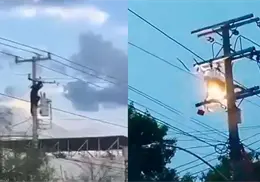 VIDEO | Hombre recibe brutal descarga el&eacute;ctrica al escapar de la polic&iacute;a