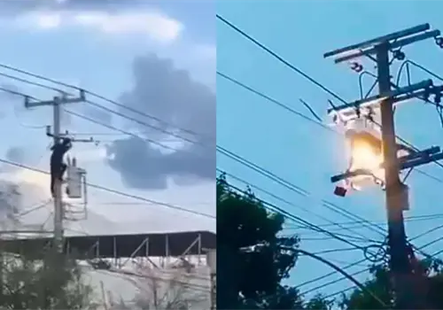 VIDEO | Hombre recibe brutal descarga el&eacute;ctrica al escapar de la polic&iacute;a