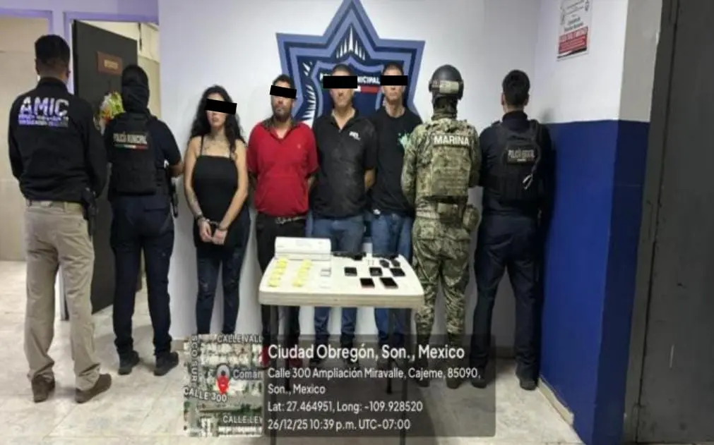Capturan a cuatro individuos por homicidio y narcomenudeo en Obreg&oacute;n