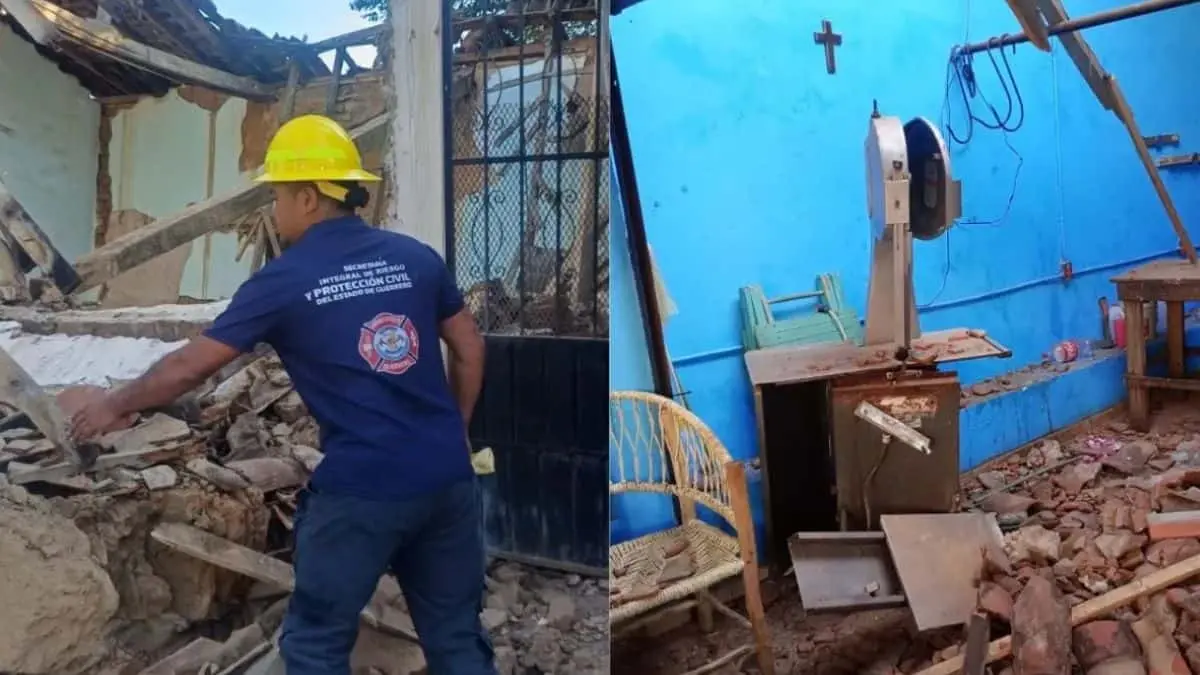 Autoridades estatales acordonaron la zona donde colapsó una vivienda tras el sismo