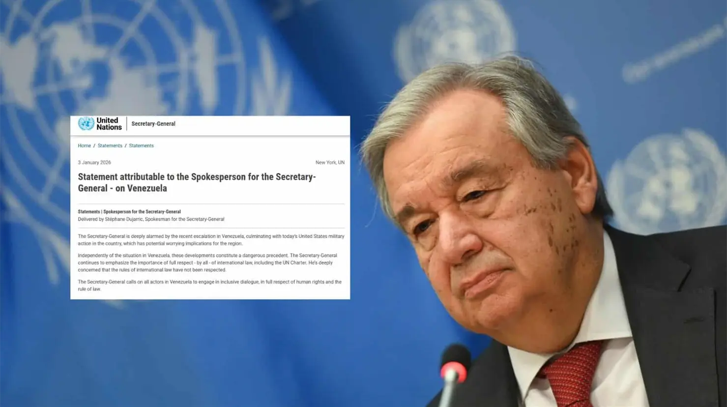 ONU advierte un "precedente peligroso" por intervenci&oacute;n militar de Estados Unidos en Venezuela