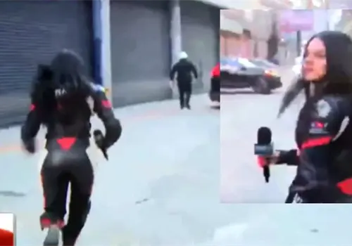 VIDEO | Reportera de TV Azteca persigue a un polic&iacute;a que intentaba extorsionar a un conductor
